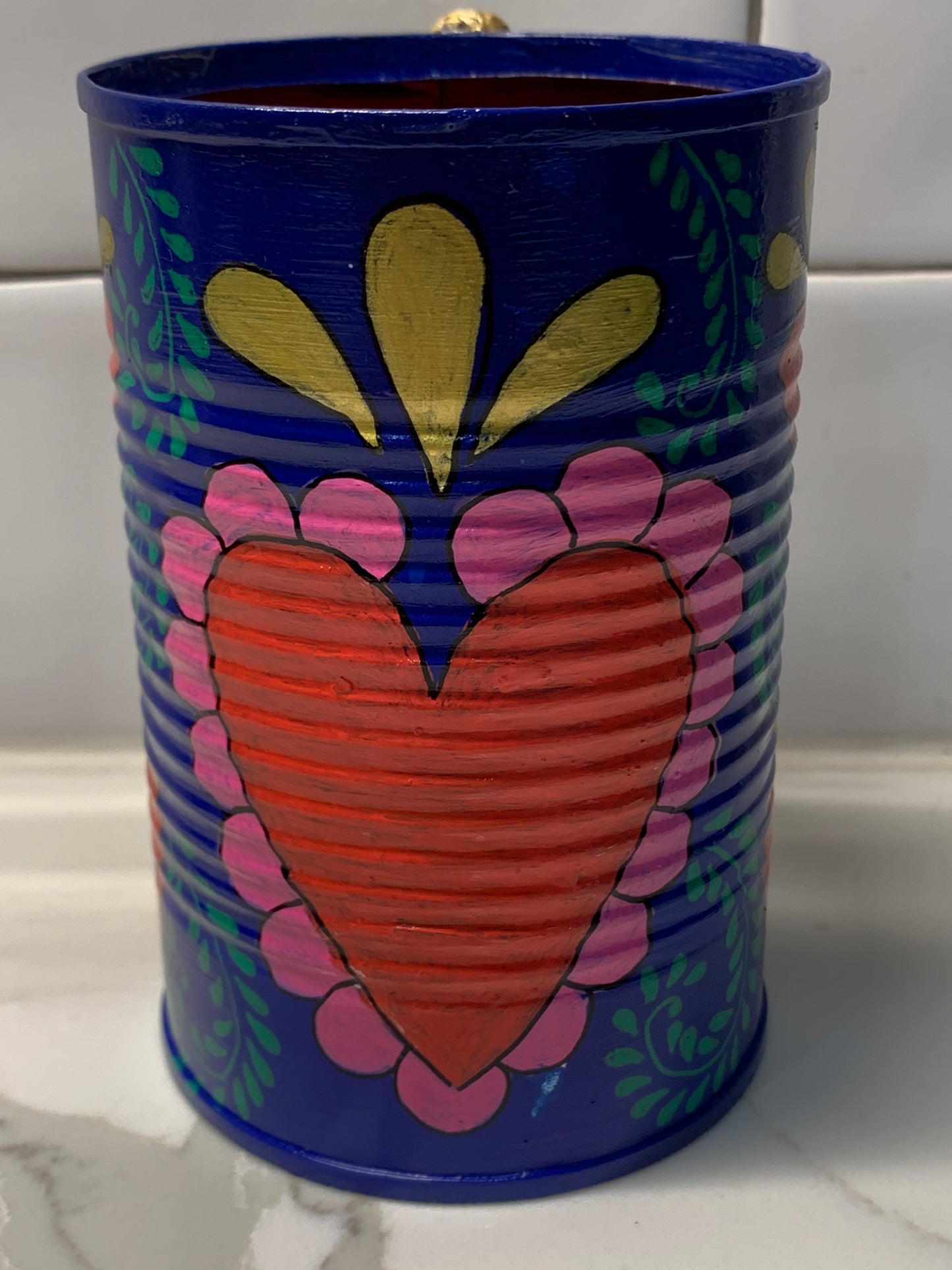 Blue virgencita with gold frame