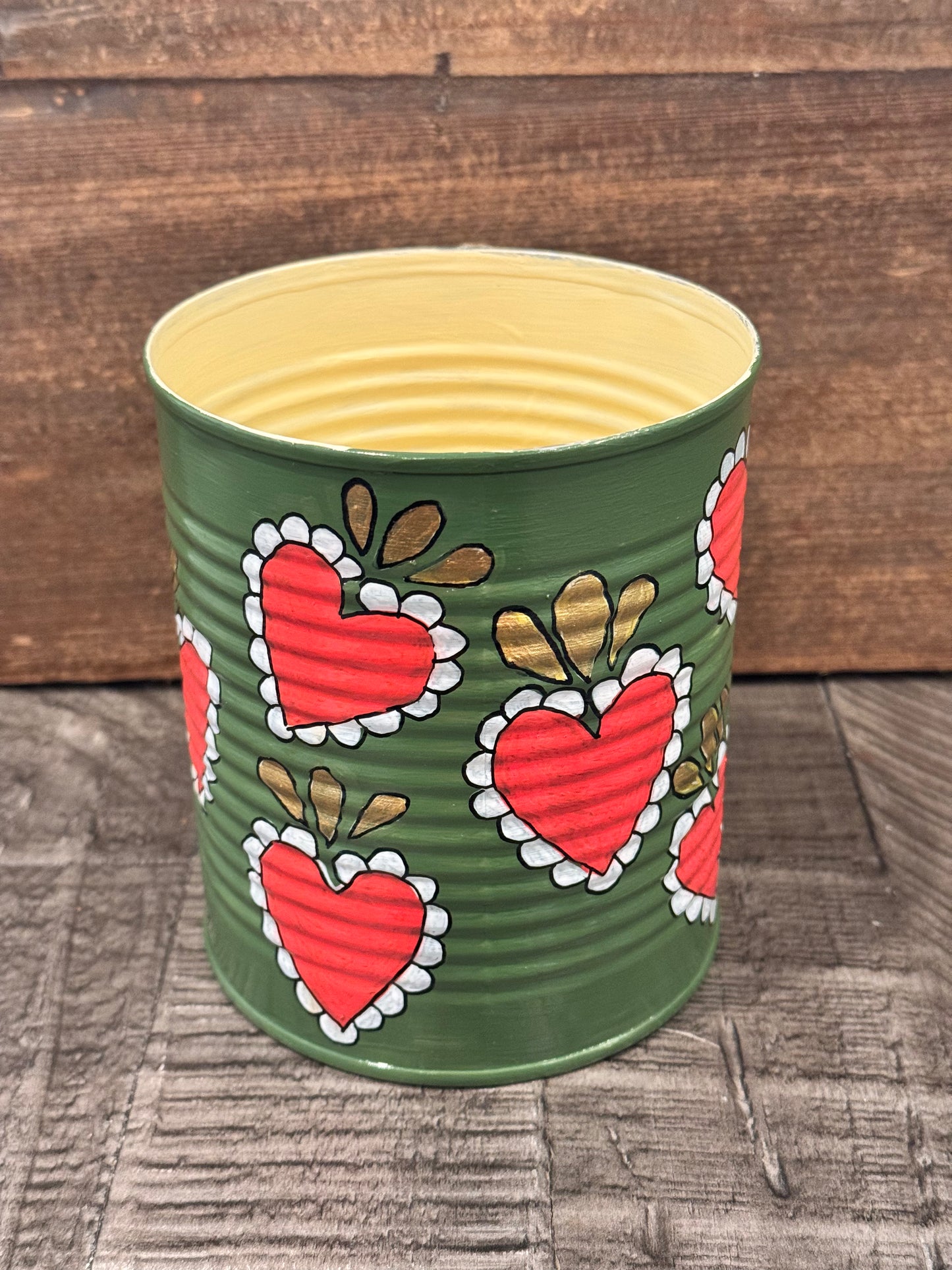 Large hand painted Virgencita recycled tin