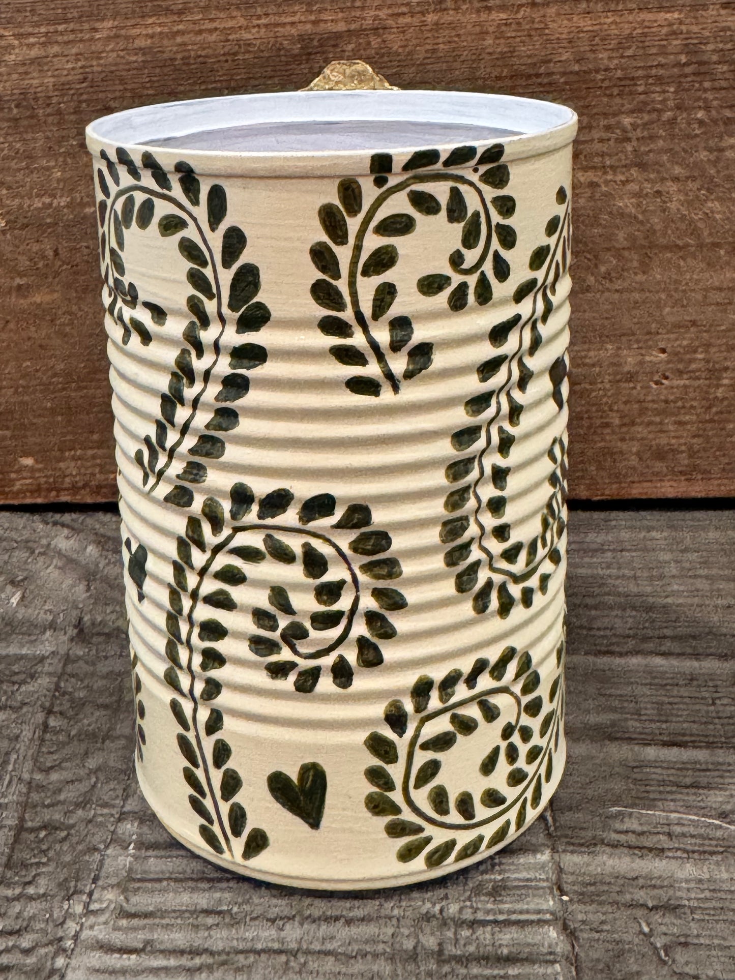 Small ivory hand painted virgencita recycled tin