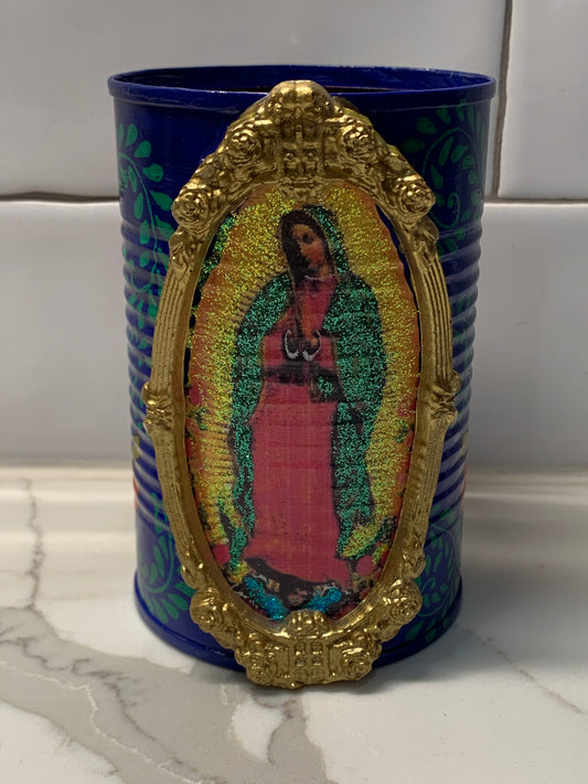 Blue virgencita with gold frame